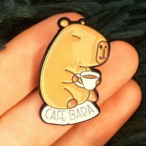 Women’s Accessories Unique Adorable Fun ‘Cafe Bara’ Capybara Enamel Pin Brooch